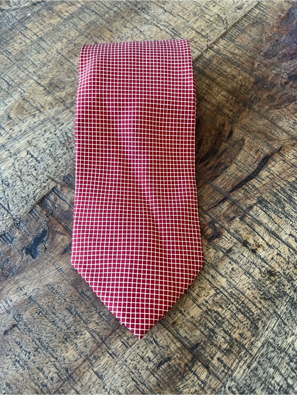 Guy Laroche Red Grid Silk Tie